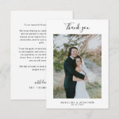 Eenvoudig legant script foto bruiloft Hartelijk da Bedankkaart (Voorkant / Achterkant)