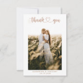 Eenvoudig legant script met heetbruiloft foto bedankkaart (Voorkant)