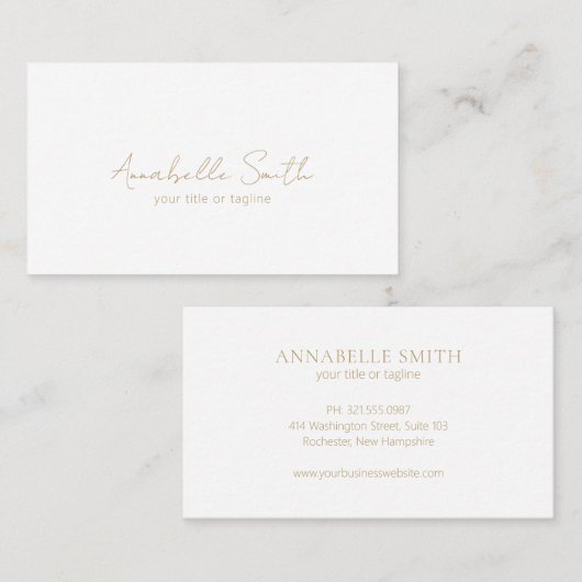 Eenvoudig legant script minimalistisch Gold Modern Visitekaartje (Voorkant / Achterkant)