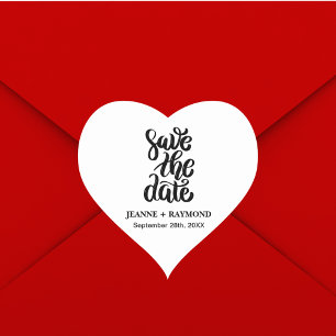 Eenvoudig legant script slaat de datum waarop het hart sticker