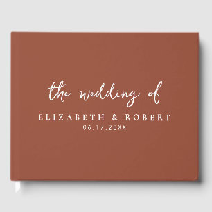 Eenvoudig legant Script Terracotta Wedding Gastenboek