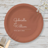 Eenvoudig legant Script Terracotta Wedding Papieren Bordje