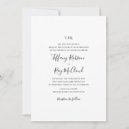 Eenvoudig legant traditioneel monogram huwelijk kaart