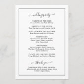 Eenvoudig legant traditioneel monogram huwelijk programmakaart (Achterkant)