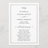 Eenvoudig legant traditioneel monogram huwelijk programmakaart (Voorkant)