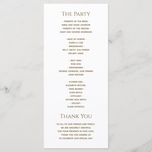 Eenvoudig legant Weddenschap Programmakaart (Achterkant)