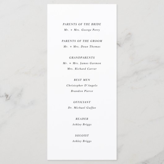 Eenvoudig legant Weddenschap Programmakaart (Achterkant)