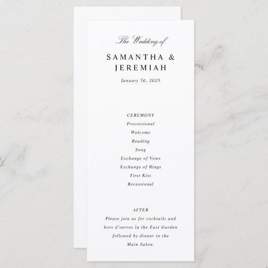 Eenvoudig legant Weddenschap Programmakaart (Voorkant / Achterkant)