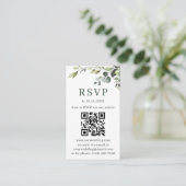 Eenvoudig legante minimalistische bruiloft QR RSVP Informatiekaartje (Staand voorkant)