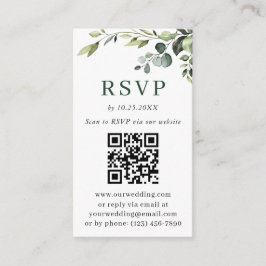Eenvoudig legante minimalistische bruiloft QR RSVP Informatiekaartje