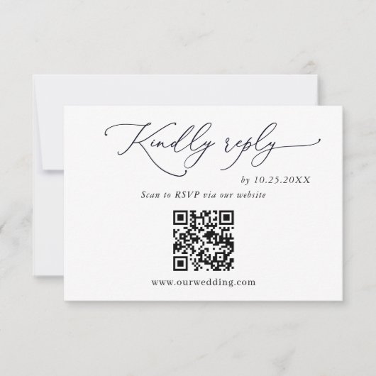 Eenvoudig legante minimalistische QR-code voor bru RSVP Kaartje (Voorkant)