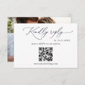 Eenvoudig legante minimalistische QR-code voor bru RSVP Kaartje (Voorkant / Achterkant)