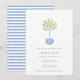Eenvoudig Lemon Tree Blue Yellow Boy Baby shower Kaart