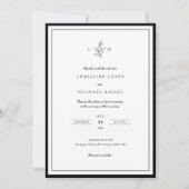 Eenvoudig lensbruin en zwart-wit gebladerd huwelij kaart (Voorkant)