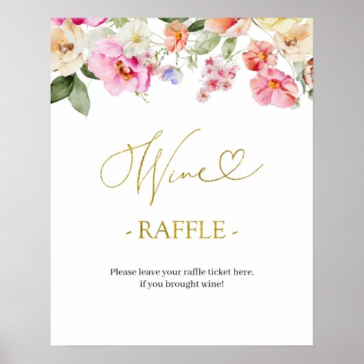Eenvoudig Lentebloemen Bruids Wijn Raffle Spel Bor Poster (Voorkant)