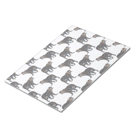 Eenvoudig leopard Animal White Patroon Notitieblok (Schuin)
