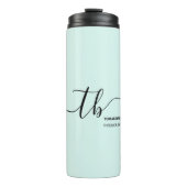 Eenvoudig Letter-Initiaal Monogram | aqua en zwart Thermosbeker (Voorkant)