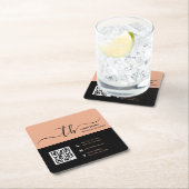 Eenvoudig Letter-Initiaal Monogram | Perzik en zwa Kartonnen Onderzetters (Insitu)