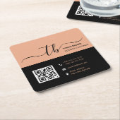 Eenvoudig Letter-Initiaal Monogram | Perzik en zwa Kartonnen Onderzetters (Schuin)