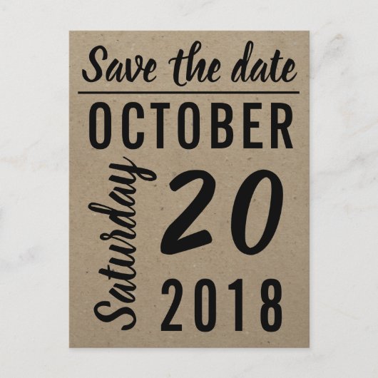 Eenvoudig lettertype Craft Paper Save the Date Aankondigingskaart (Voorkant)