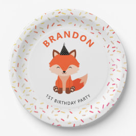 Eenvoudig Leuk Baby Fox Confetti Verjaardagsfeest Papieren Bordje
