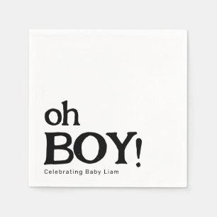 Eenvoudig Leuk Baby shower Zwart-wit Oh Boy Servet