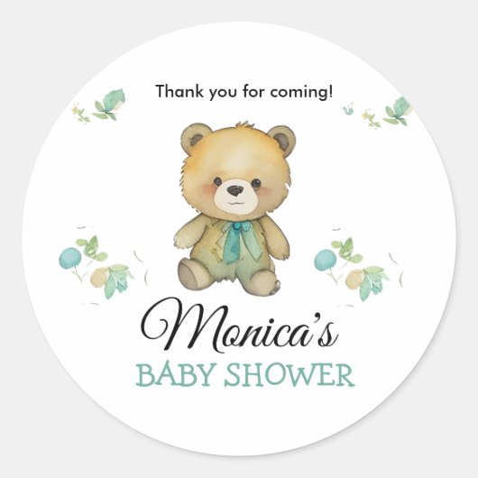 Eenvoudig Leuk Beer Baby shower Ronde Sticker (Voorkant)