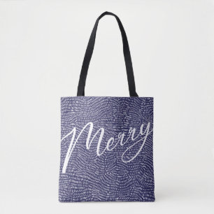 Eenvoudig leuk blauw Doodle Vrolijk Kerstfeest Tote Bag