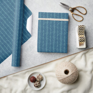 Eenvoudig leuk donker turquoise zigzag kunstpatroo cadeaupapier