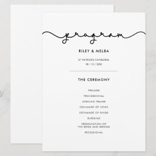Eenvoudig leuk lettertype huwelijksprogramma programmakaart