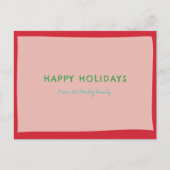 Eenvoudig leuk roze en rood feestdagenkaart (Voorkant)