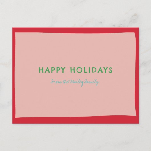 Eenvoudig leuk roze en rood feestdagenkaart (Voorkant)