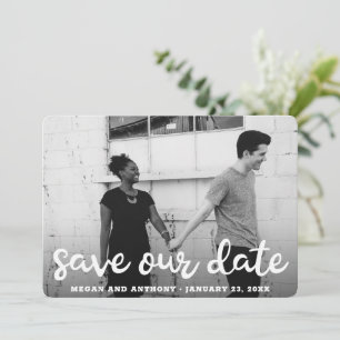 Eenvoudig Leuk Script Foto Moderne bruiloft Save The Date