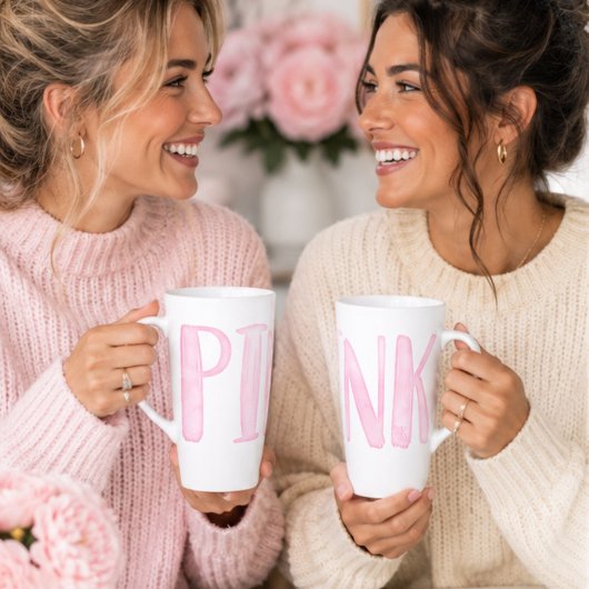 Eenvoudig leuk waterverf roze latte mok