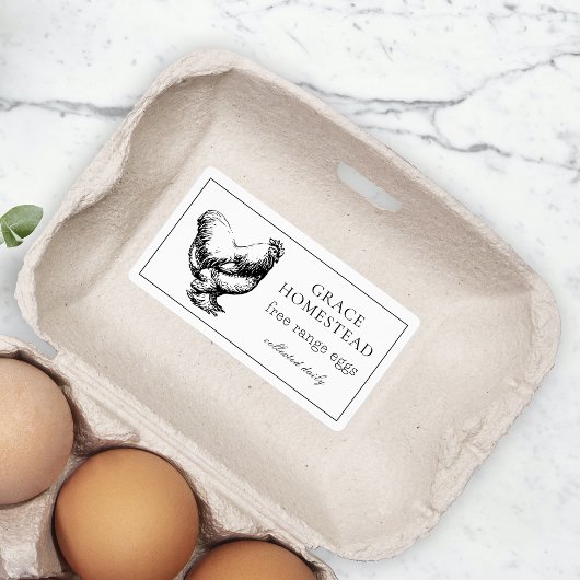 Eenvoudig Leuke Boerderij Kip Eierdoos Product Etiket
