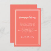 Eenvoudig levendig koraal huwelijk informatiekaartje (Voorkant / Achterkant)