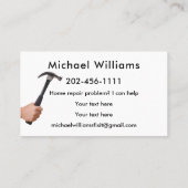 Eenvoudig lezen van handyman Home Repair Visitekaartje (Achterkant)