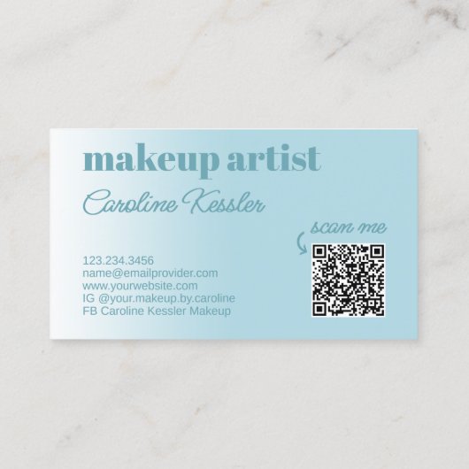 Eenvoudig licht Aqua Ocean Sky Blue Wit Kalligrafi Visitekaartje (Achterkant)