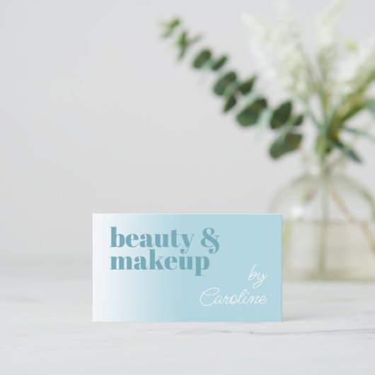 Eenvoudig licht Aqua Ocean Sky Blue Wit Kalligrafi Visitekaartje (Staand voorkant)