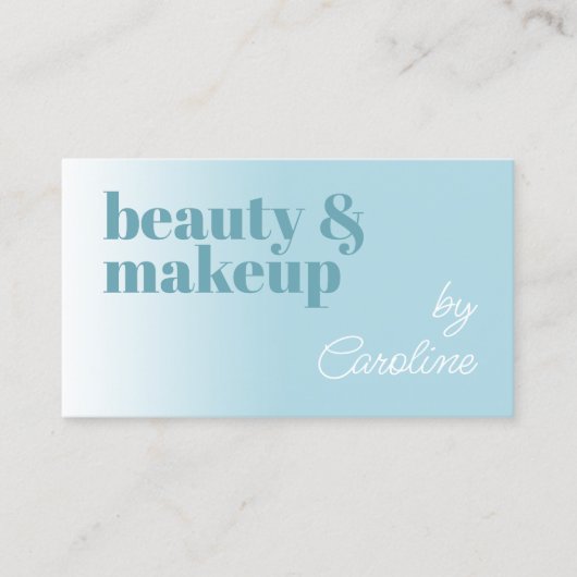 Eenvoudig licht Aqua Ocean Sky Blue Wit Kalligrafi Visitekaartje (Voorkant)