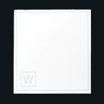 Eenvoudig licht Blauwgroen en wit monogram Notitieblok<br><div class="desc">Dit monogram notitieblok is voorzien van een eenvoudig en minimaal monogram in zacht licht blauwgroen en wit dat u kunt personaliseren met uw keuze van initiaal. Geweldig voor cadeautassen.</div>