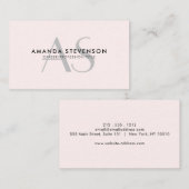 Eenvoudig, licht Blush Pink, minimalistisch Monogr Visitekaartje (Voorkant / Achterkant)