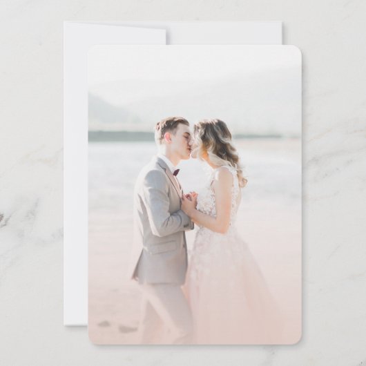 Eenvoudig licht Blush roze met Script Photo Wedden Save The Date (Achterkant)