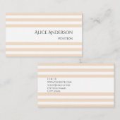 Eenvoudig licht crème pastel strepen Elegant minim Visitekaartje (Voorkant / Achterkant)