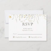 Eenvoudig licht delicate gele wilde bloemen bruilo RSVP kaartje (Voorkant)
