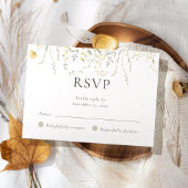 Eenvoudig licht delicate gele wilde bloemen bruilo RSVP kaartje