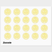 Eenvoudig Licht Goudgeel Monogram Ronde Sticker (Vel)
