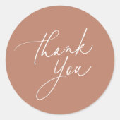 Eenvoudig licht koper kalligrafie script dank u ronde sticker (Voorkant)