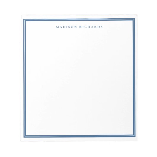 Eenvoudig licht Navy Blue Border gepersonaliseerd Notitieblok (Voorkant)