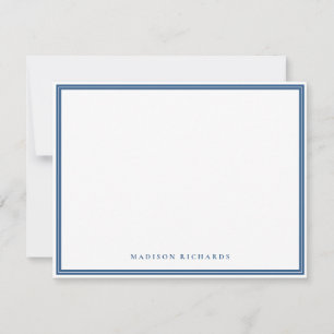 Eenvoudig licht Navy Blue Border gepersonaliseerd Notitiekaartje